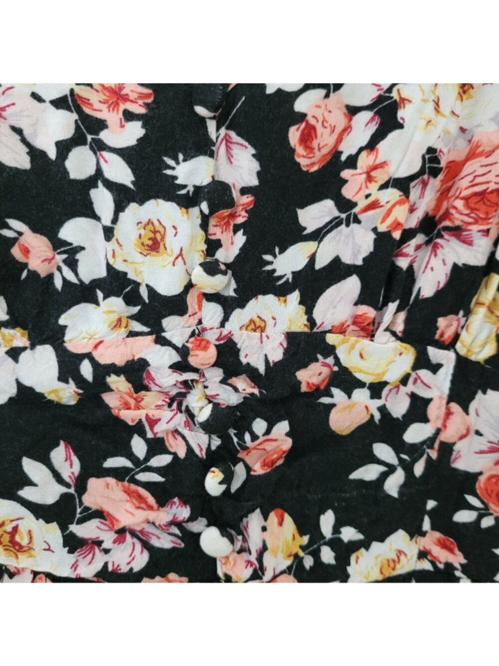 Louna Black Floral Romper Womens Size S Puff Sleeve Summer Party - Picture 5 of 7